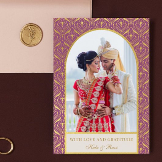 Carte Gold Art déco Mariage Merci photo