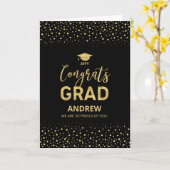 Carte Gold & Black Confetti Congrats Grad Grad Grad Grad (Fleur jaune)