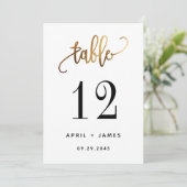 Carte Gold Black Lovely Script Typographie Numéro de tab (Debout devant)