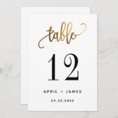 Carte Gold Black Lovely Script Typographie Numéro de tab (Devant / Derrière)