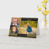 Carte Gold Black Stripes Graduation 3 Photo (Fleur jaune)