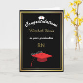 Carte Gold Black White Nurse Graduation Félicitations (Fleur jaune)