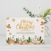 Carte Gold Brown Joyeux thème de Noël (Debout devant)