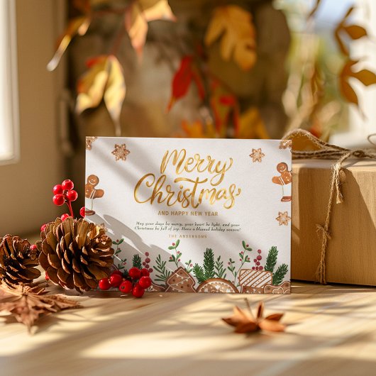 Carte Gold Brown Joyeux thème de Noël