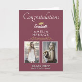 Carte Gold Burgundy Diplômé 2 Photo Graduate (Devant)