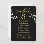 Carte Gold Calligraphy Greenery Black Seating Char (Devant)
