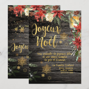 Carte Gold Calligraphy Woodland French Joyeux Noel