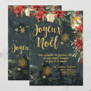 Carte Gold Calligraphy Woodland French Joyeux Noel