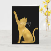 Carte Gold Cat Missing You (Fleur jaune)