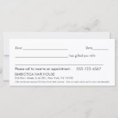 Carte Gold Circles Confetti Salon Spa certificat cadeau (Dos)