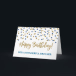 Carte Gold Confeti Brother Birthday<br><div class="desc">Le jour de la Coupe du monde de football,  l'or et les bleus,  les confettis,  sont en train de pleurer. Please note glitter effect is photographic effect only.</div>