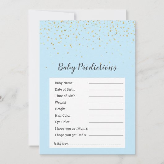 Carte Gold Confetti Blue Douche "Baby Predictions" Jeu (Devant)