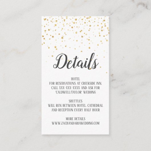 Carte Gold Confetti Calligraphy Mariage Détails (Devant)