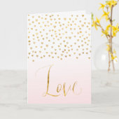 Carte Gold Confetti Coeurs Blush Pink Ombre Love (Fleur jaune)