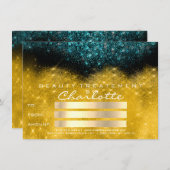 Carte Gold Confetti Parties scintillant Turquoise certif (Devant / Derrière)