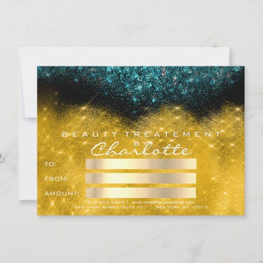 Carte Gold Confetti Parties scintillant Turquoise certif (Devant)