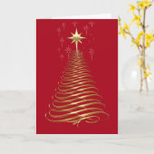 Carte Gold Contemporain Arbre De Vacances En Rouge (Fleur jaune)