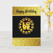 Carte Gold décoration de luxe chien patte feuille or et  (Fleur jaune)