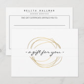 Carte Gold Designer Scribble Certificat cadeau (Devant / Derrière)
