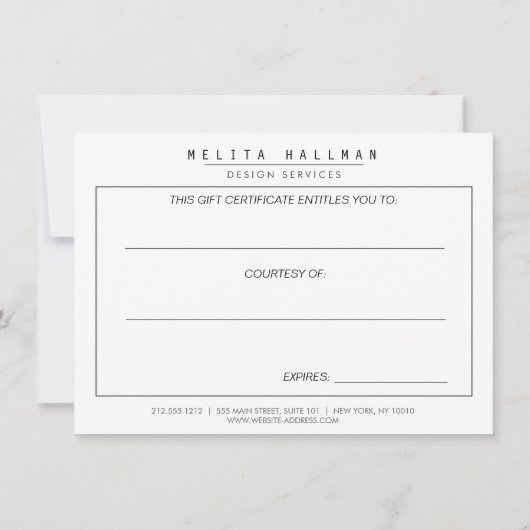 Carte Gold Designer Scribble Certificat cadeau (Dos)