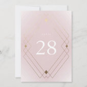 Carte Gold Diamond Pink Deco Gatsby 5 x 7 Numéro de tabl (Devant)