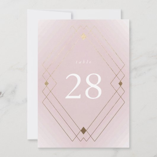 Carte Gold Diamond Pink Deco Gatsby 5 x 7 Numéro de tabl (Devant)