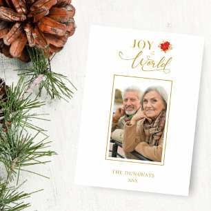 Carte Gold Effect Minimalist Chic Poinsettias Photo