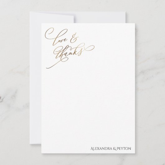 Carte Gold Elegant Calligraphy Love and Thanks (Devant)