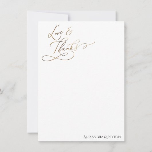 Carte Gold Elegant Calligraphy Love and Thanks (Devant)