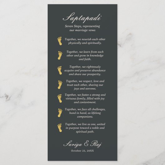 Carte Gold Elephant Indian & Hindu Wedding Program (Dos)