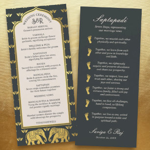 Carte Gold Elephant Indian & Hindu Wedding Program