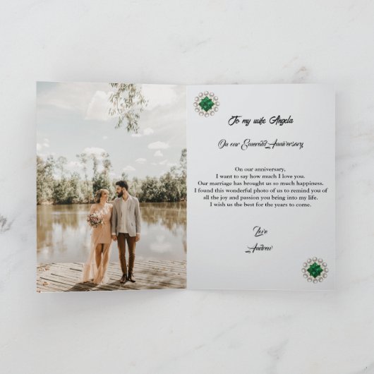 Carte Gold Emerald Parties scintillant Gem 35e anniversa (Intérieur)