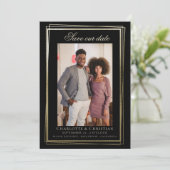 Carte Gold et Black Modern Save Our Date Mariage (Debout devant)