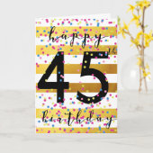 Carte Gold et Confetti 45e anniversaire (Fleur jaune)
