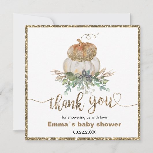 Carte Gold et White Citrouille Fall merci (Devant)