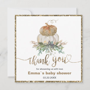 Carte Gold et White Citrouille Fall merci