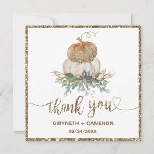 Carte Gold et White Citrouille Fall merci