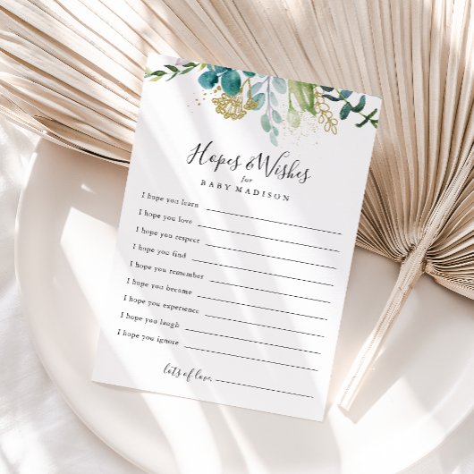 Carte Gold Floral Baby shower Vert