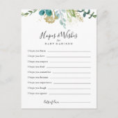 Carte Gold Floral Baby shower Vert (Devant)