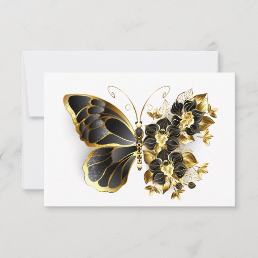 Carte Gold flower Butterfly with Black Orchid (Devant)