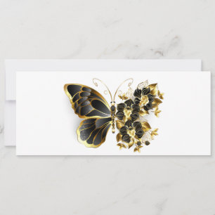 Carte Gold flower Butterfly with Black Orchid