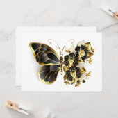 Carte Gold flower Butterfly with Black Orchid (Devant/Arrière en situation)