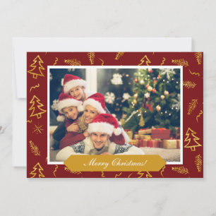 Carte Gold Foil Arbre de Noël Motif Red Holiday Photo