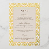 Carte Gold Foil Art Déco Mariage Réception Menu (Recto)