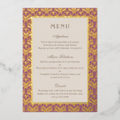 Carte Gold Foil Art Déco Mariage Réception Menu (Recto)