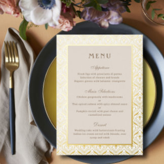 Carte Gold Foil Art Déco Mariage Réception Menu