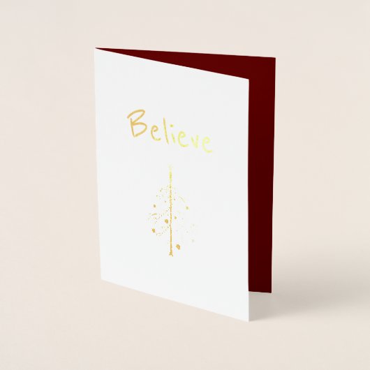 Carte Gold Foil Believe Christmas Tree (Devant)
