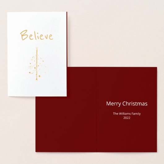 Carte Gold Foil Believe Christmas Tree (Affichage)