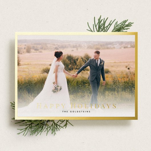 Carte Gold Foil Classic Bordure Photo Holiday