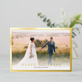 Carte Gold Foil Classic Bordure Photo Holiday (Debout devant)